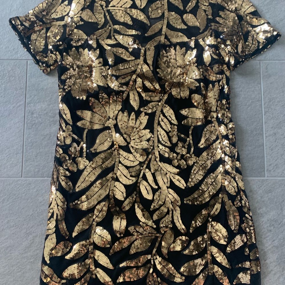 MAEVE FOR ANTHROPOLOGIE SHORT-SLEEVE SHEER EMBELLISHED MINI DRESS SMALL